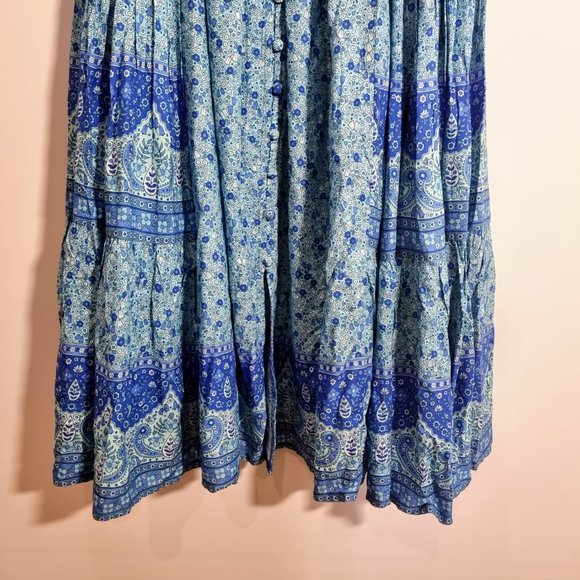 Jaase Blue Maxi Skirt Size XS Rayon As New Floral Boho Festival Beach - Picture 6 of 10
